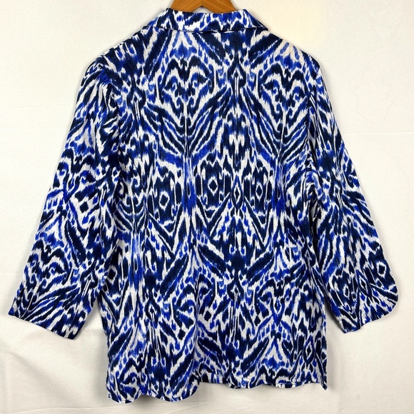 Chico's Long Sleeve Button Down Linen Tunic Shirt Sz 2 = L Breathable Coastal - Picture 2 of 7